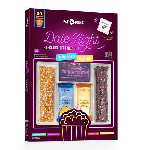 Date Night Scratch-Off Cards Movie Trivia Popcorn Gift Set - Ultimate Couple Games for Date Night at Home