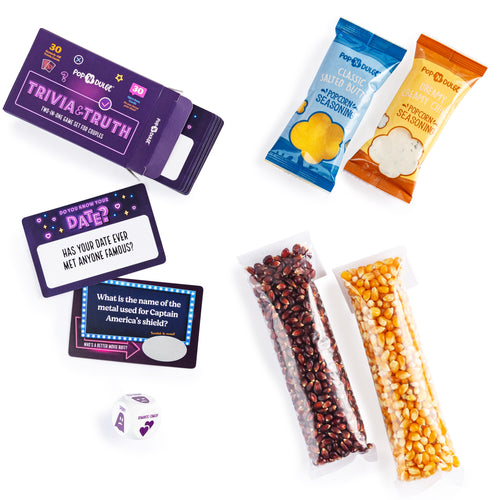 Date Night Scratch-Off Cards Movie Trivia Popcorn Gift Set - Ultimate Couple Games for Date Night at Home