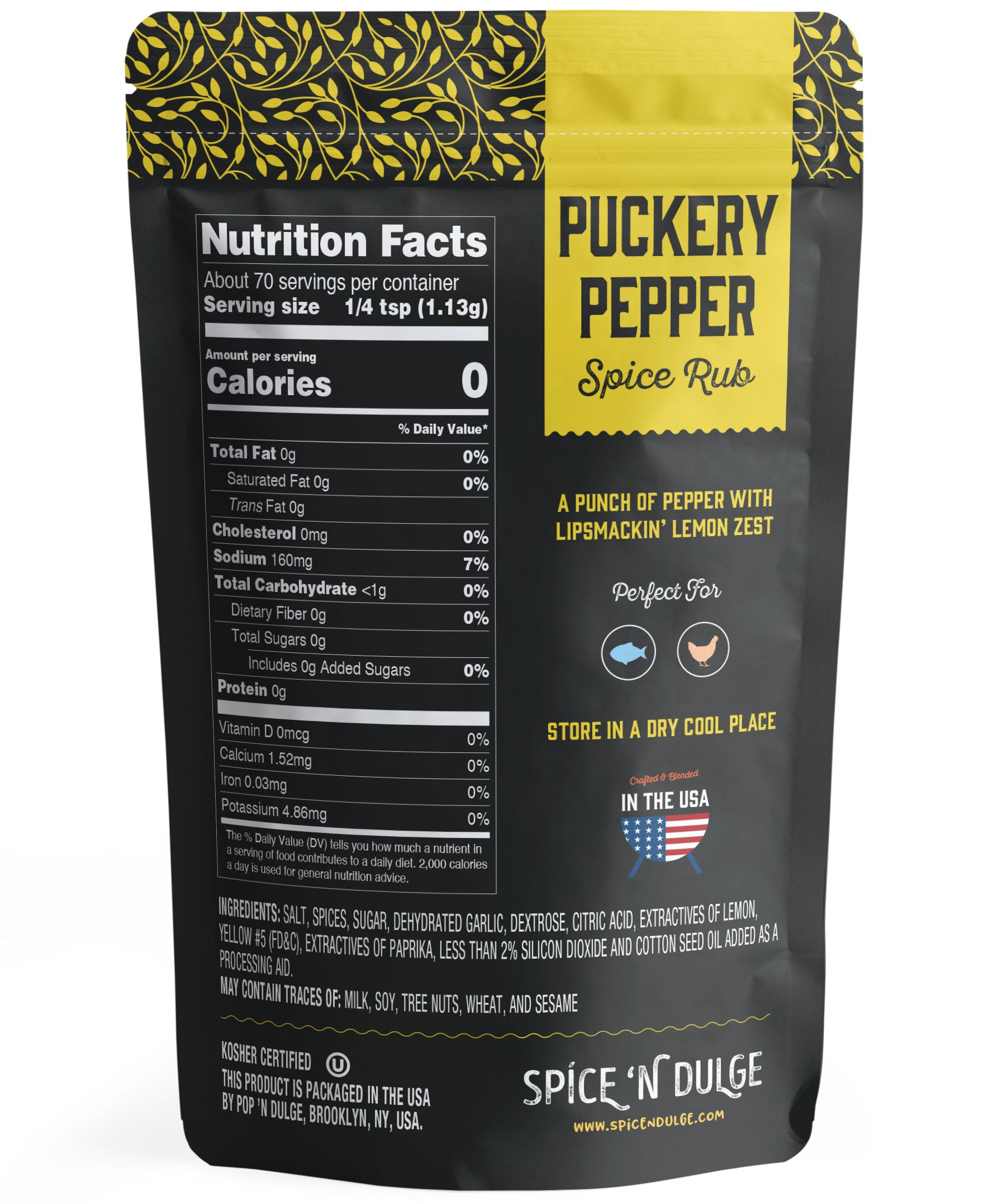 Puckery Puckery Pepper Lemon Pepper Seasoning, Zesty Citrus & Black Pepper Rub ...