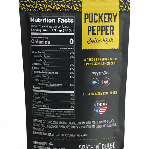 Puckery Pepper Lemon Pepper Seasoning, Zesty Citrus & Black Pepper Rub